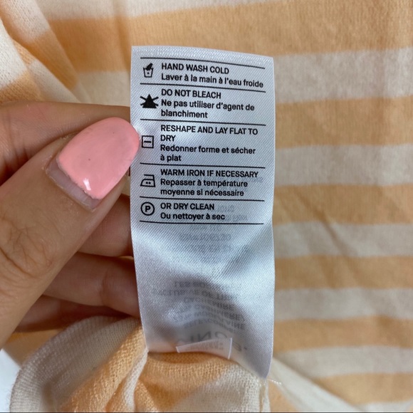 Vince Striped Wool Cashmere Blend Boxy Tee Yellow - Picture 7 of 7